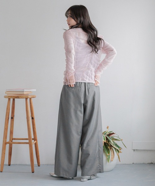 LOWRYS FARM（ローリーズファーム）の「タックワイドラップパンツ　310746（スラックス・レディース・ブラック/チャコールグレー/グリーン・MEDIUM/LARGE）」の16枚目の写真