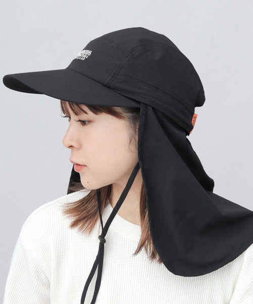 UNIVERSAL OVERALL(ユニバーサルオーバーオール)の「非フッ素撥水加工 ストレッチナイロン 2WAY サンシェード付き ビッグバイザー ジェットキャップ(キャップ・メンズ・ブラック・FREE)」の1枚目の写真