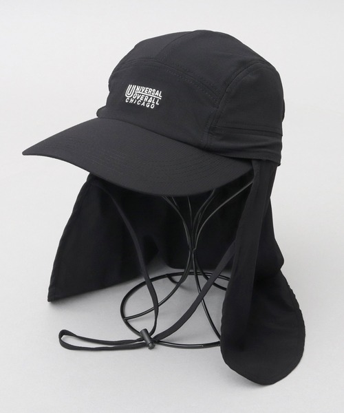 UNIVERSAL OVERALL(ユニバーサルオーバーオール)の「非フッ素撥水加工 ストレッチナイロン 2WAY サンシェード付き ビッグバイザー ジェットキャップ(キャップ・メンズ・ブラック・FREE)」の2枚目の写真