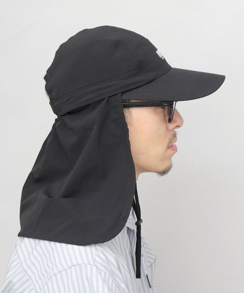 UNIVERSAL OVERALL(ユニバーサルオーバーオール)の「非フッ素撥水加工 ストレッチナイロン 2WAY サンシェード付き ビッグバイザー ジェットキャップ(キャップ・メンズ・ブラック・FREE)」の6枚目の写真