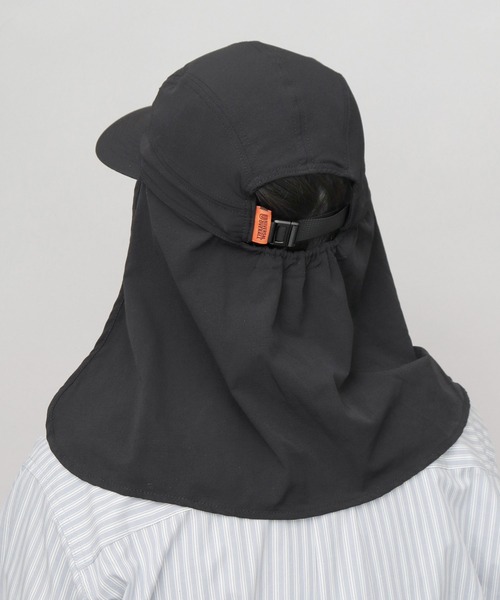 UNIVERSAL OVERALL(ユニバーサルオーバーオール)の「非フッ素撥水加工 ストレッチナイロン 2WAY サンシェード付き ビッグバイザー ジェットキャップ(キャップ・メンズ・ブラック・FREE)」の7枚目の写真