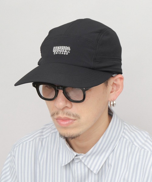 UNIVERSAL OVERALL(ユニバーサルオーバーオール)の「非フッ素撥水加工 ストレッチナイロン 2WAY サンシェード付き ビッグバイザー ジェットキャップ(キャップ・メンズ・ブラック・FREE)」の8枚目の写真