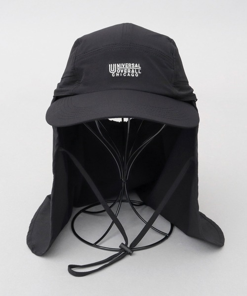 UNIVERSAL OVERALL(ユニバーサルオーバーオール)の「非フッ素撥水加工 ストレッチナイロン 2WAY サンシェード付き ビッグバイザー ジェットキャップ(キャップ・メンズ・ブラック・FREE)」の12枚目の写真