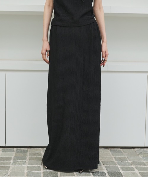 AIC.（エーアイシー）の「ワッシャー加工ロングスカート/セットアップ可能（スカート・レディース・ブラック/チャコールグレー/ブルー・FREE）」の2枚目の写真