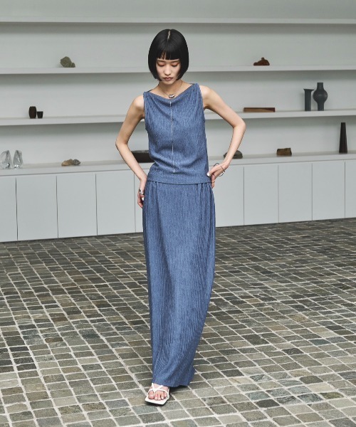 AIC.（エーアイシー）の「ワッシャー加工ロングスカート/セットアップ可能（スカート・レディース・ブラック/チャコールグレー/ブルー・FREE）」の19枚目の写真