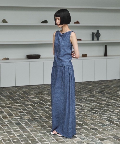 AIC.（エーアイシー）の「ワッシャー加工ロングスカート/セットアップ可能（スカート・レディース・ブラック/チャコールグレー/ブルー・FREE）」の17枚目の写真