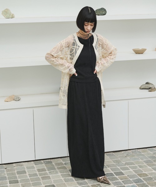 AIC.（エーアイシー）の「ワッシャー加工ロングスカート/セットアップ可能（スカート・レディース・ブラック/チャコールグレー/ブルー・FREE）」の8枚目の写真