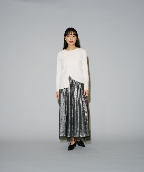 terrace（テラス）の「ドーフィーネカットリブトップ（Tシャツ/カットソー・レディース・オフホワイト/グレー/ブラック・MEDIUM）」の22枚目の写真