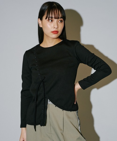 terrace（テラス）の「ドーフィーネカットリブトップ（Tシャツ/カットソー・レディース・オフホワイト/グレー/ブラック・MEDIUM）」の20枚目の写真