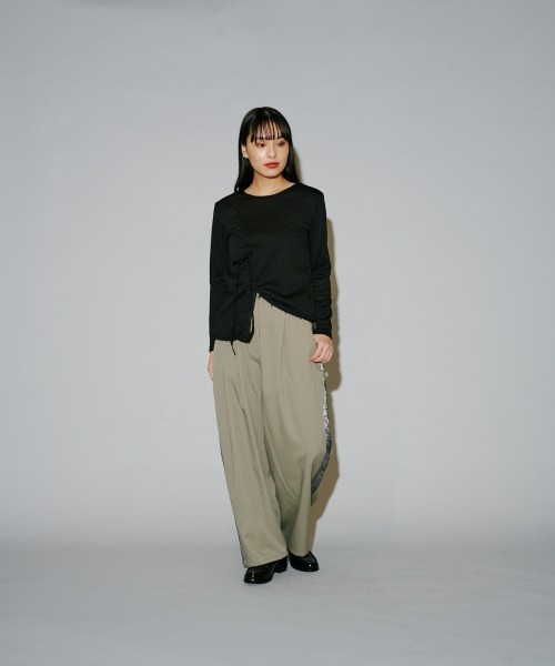 terrace（テラス）の「ドーフィーネカットリブトップ（Tシャツ/カットソー・レディース・オフホワイト/グレー/ブラック・MEDIUM）」の15枚目の写真