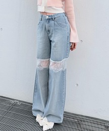 NOMAE（ノーマエ）の「レーススイッチングデニム（デニムパンツ）」