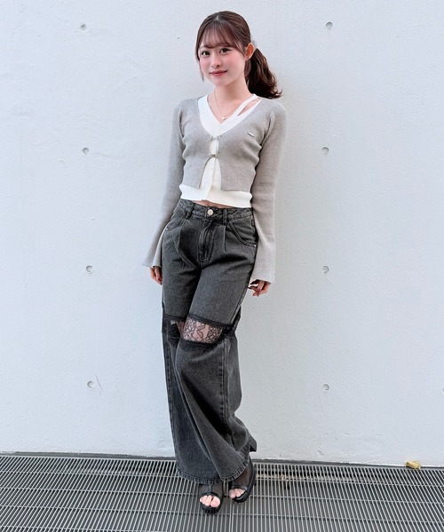 NOMAE(ノーマエ)の「レーススイッチングデニム(デニムパンツ・レディース・サックスブルー/ブラック・MEDIUM/SMALL)」の9枚目の写真