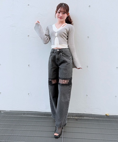 NOMAE(ノーマエ)の「レーススイッチングデニム(デニムパンツ・レディース・サックスブルー/ブラック・MEDIUM/SMALL)」の10枚目の写真