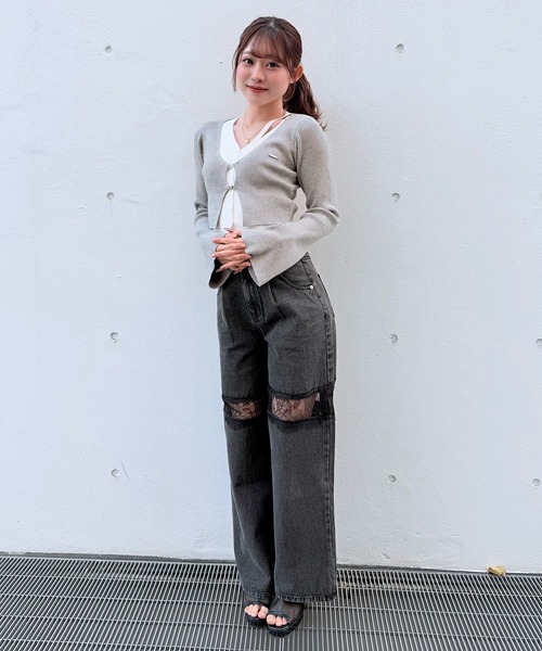 NOMAE(ノーマエ)の「レーススイッチングデニム(デニムパンツ・レディース・サックスブルー/ブラック・MEDIUM/SMALL)」の11枚目の写真