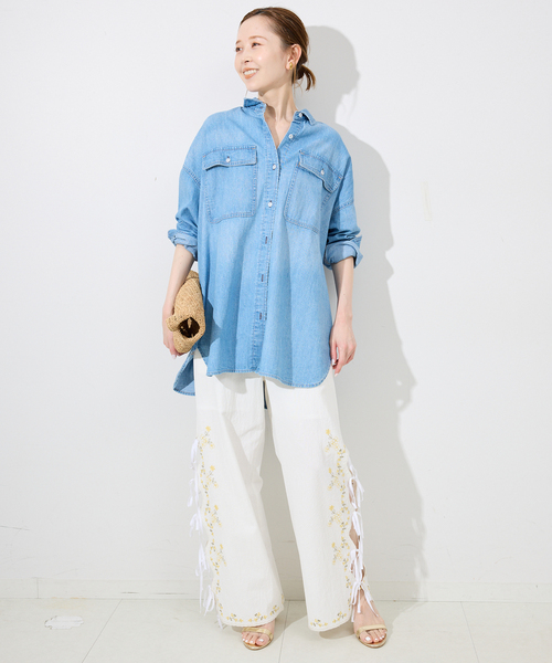 ✴新品✴SLOBE IENA メローリブパンツ 一部店舗・WEB限定カラーあり/追加5》LE DENIM ストレートパンツ