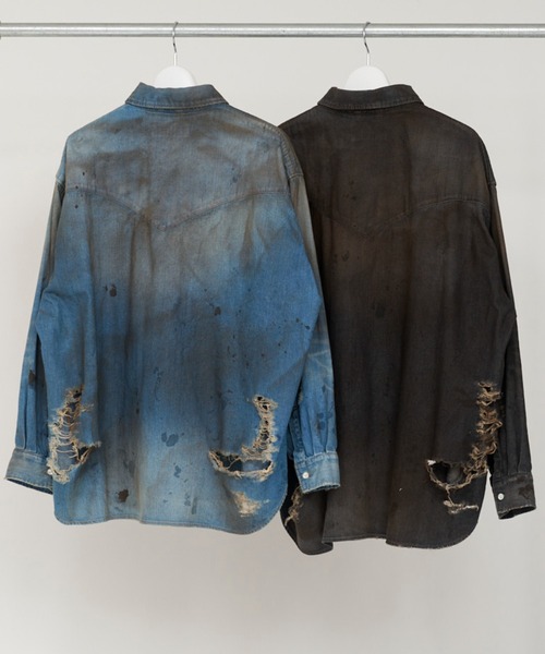 DISCOVERED（ディスカバード）の「DISCOVERED CRASH DENIM SHIRTS（シャツ/ブラウス・メンズ・インディゴブルー/ブラック・1/2/3）」の3枚目の写真