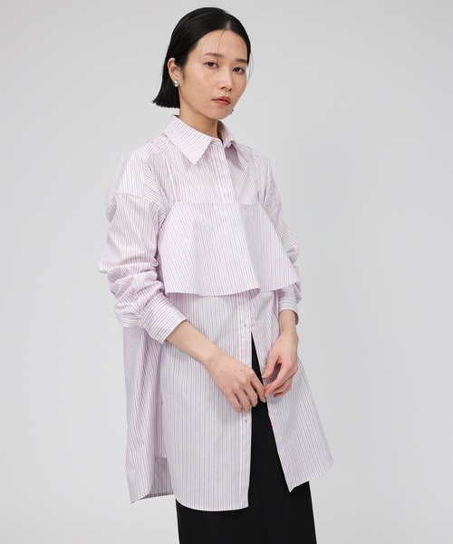 BABYLONE（バビロン）の「ビスチェ付きストライプシャツ（シャツ/ブラウス・レディース・サックスブルー/ピンク・フリー）」の4枚目の写真