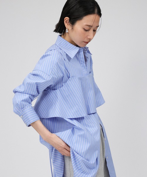 BABYLONE（バビロン）の「ビスチェ付きストライプシャツ（シャツ/ブラウス・レディース・サックスブルー/ピンク・フリー）」の22枚目の写真