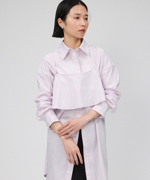 BABYLONE（バビロン）の「ビスチェ付きストライプシャツ（シャツ/ブラウス・レディース・サックスブルー/ピンク・フリー）」の3枚目の写真