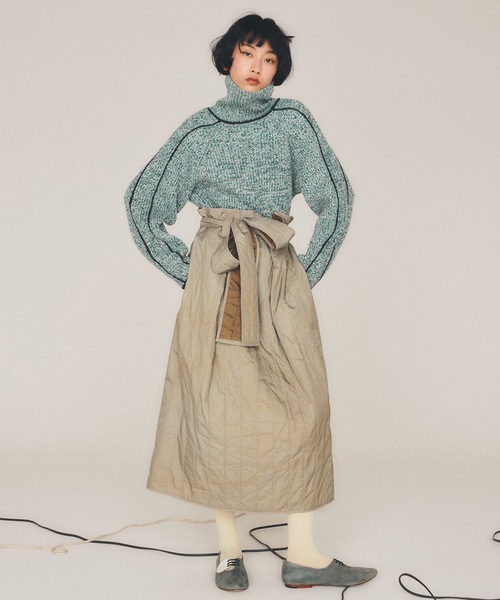 sneeuw（スニュウ）の「ウォッシュトキルティングスカート（スカート・レディース・グレー/ブラウン・ONESIZE）」の3枚目の写真