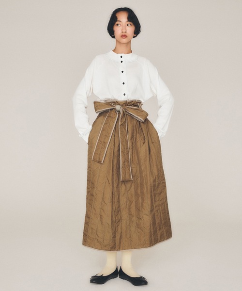 sneeuw（スニュウ）の「ウォッシュトキルティングスカート（スカート・レディース・グレー/ブラウン・ONESIZE）」の4枚目の写真
