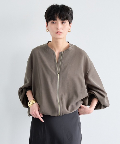 BARNYARDSTORM（バンヤードストーム）の「BARNYARDSTORM /　ポプリンZIPブルゾン【JAPAN FABRIC】ハンドウォッシャブル（ブルゾン・レディース・ブラック/チャコールグレー/ベージュ/ホワイト・S/M）」の12枚目の写真