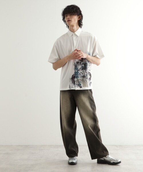 tk.TAKEO KIKUCHI（ティーケータケオキクチ）の「ペイント半袖シャツ（シャツ/ブラウス・メンズ・ネイビー系3/ホワイト系4/ブラック系3・02/03/04）」の22枚目の写真