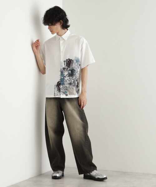 tk.TAKEO KIKUCHI（ティーケータケオキクチ）の「ペイント半袖シャツ（シャツ/ブラウス・メンズ・ネイビー系3/ホワイト系4/ブラック系3・02/03/04）」の21枚目の写真