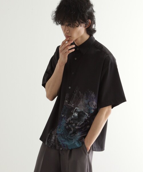 tk.TAKEO KIKUCHI（ティーケータケオキクチ）の「ペイント半袖シャツ（シャツ/ブラウス・メンズ・ネイビー系3/ホワイト系4/ブラック系3・02/03/04）」の19枚目の写真