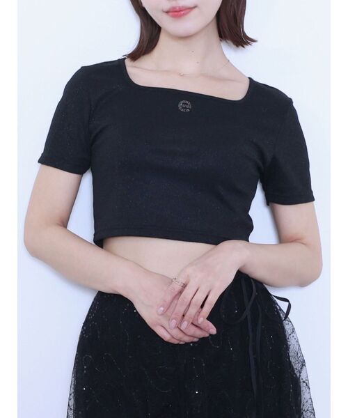 EATME（イートミー）の「ラインストーンロゴTシャツ（Tシャツ/カットソー・レディース・ピンク/ブラック/シルバー・FREE）」の2枚目の写真