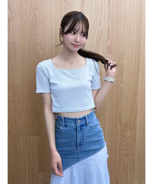 EATME（イートミー）の「ラインストーンロゴTシャツ（Tシャツ/カットソー・レディース・ピンク/ブラック/シルバー・FREE）」の5枚目の写真