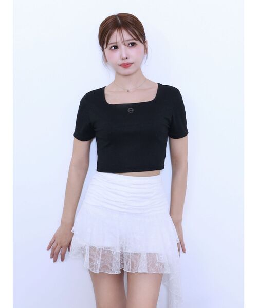 EATME（イートミー）の「ラインストーンロゴTシャツ（Tシャツ/カットソー・レディース・ピンク/ブラック/シルバー・FREE）」の7枚目の写真