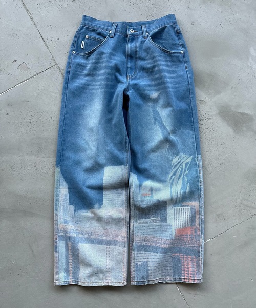 New York City printed wide denim ニューヨークシティプリント