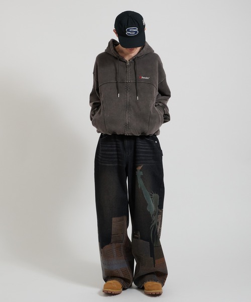 セール】New York City printed wide denim ニューヨークシティ