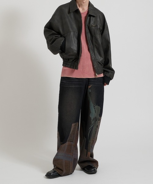 セール】New York City printed wide denim ニューヨークシティ