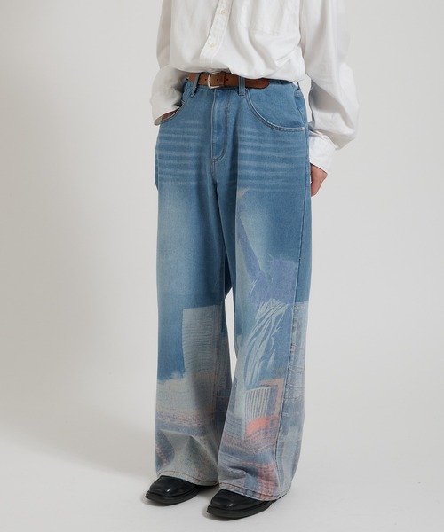 セール】New York City printed wide denim ニューヨークシティ