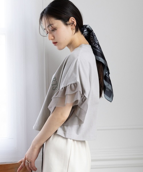 RAGEBLUE（レイジブルー）の「ﾁｭｰﾙｿﾃﾞﾌﾟﾘﾝﾄT/SS（Tシャツ/カットソー・レディース・グレー系2/ブラック系9/ブラック系8/グレー系3・SMALL/MEDIUM）」の5枚目の写真