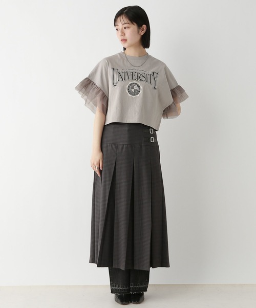 RAGEBLUE（レイジブルー）の「ﾁｭｰﾙｿﾃﾞﾌﾟﾘﾝﾄT/SS（Tシャツ/カットソー・レディース・グレー系2/ブラック系9/ブラック系8/グレー系3・SMALL/MEDIUM）」の6枚目の写真