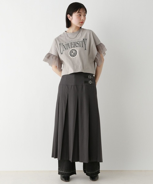 RAGEBLUE（レイジブルー）の「ﾁｭｰﾙｿﾃﾞﾌﾟﾘﾝﾄT/SS（Tシャツ/カットソー・レディース・グレー系2/ブラック系9/ブラック系8/グレー系3・SMALL/MEDIUM）」の7枚目の写真