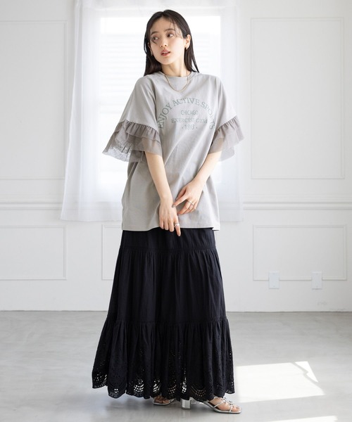 RAGEBLUE（レイジブルー）の「ﾁｭｰﾙｿﾃﾞﾌﾟﾘﾝﾄT/SS（Tシャツ/カットソー・レディース・グレー系2/ブラック系9/ブラック系8/グレー系3・SMALL/MEDIUM）」の10枚目の写真