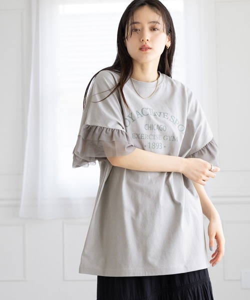 RAGEBLUE（レイジブルー）の「ﾁｭｰﾙｿﾃﾞﾌﾟﾘﾝﾄT/SS（Tシャツ/カットソー・レディース・グレー系2/ブラック系9/ブラック系8/グレー系3・SMALL/MEDIUM）」の12枚目の写真