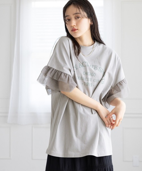 RAGEBLUE（レイジブルー）の「ﾁｭｰﾙｿﾃﾞﾌﾟﾘﾝﾄT/SS（Tシャツ/カットソー・レディース・グレー系2/ブラック系9/ブラック系8/グレー系3・SMALL/MEDIUM）」の14枚目の写真