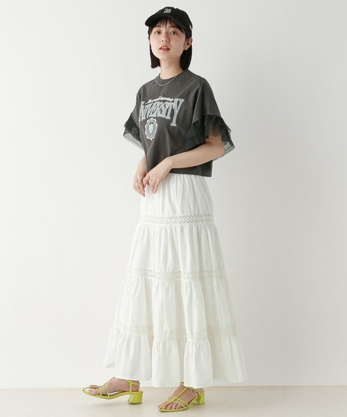 RAGEBLUE（レイジブルー）の「ﾁｭｰﾙｿﾃﾞﾌﾟﾘﾝﾄT/SS（Tシャツ/カットソー・レディース・グレー系2/ブラック系9/ブラック系8/グレー系3・SMALL/MEDIUM）」の15枚目の写真