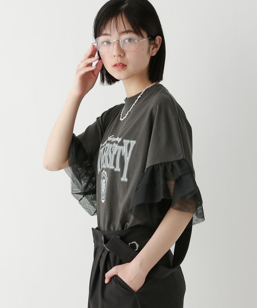 RAGEBLUE（レイジブルー）の「ﾁｭｰﾙｿﾃﾞﾌﾟﾘﾝﾄT/SS（Tシャツ/カットソー・レディース・グレー系2/ブラック系9/ブラック系8/グレー系3・SMALL/MEDIUM）」の22枚目の写真