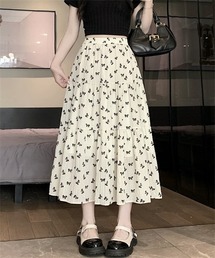 リボンプリントティアードスカート