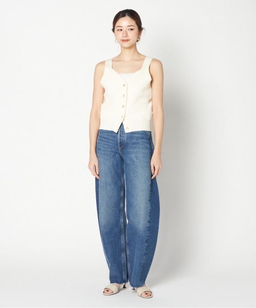 HELIOPOLE（エリオポール）の「POPCORN KNIT BIJOU BUTTON VEST（ニット/セーター・レディース・アイボリー/ネイビー/ピンク・38）」の9枚目の写真