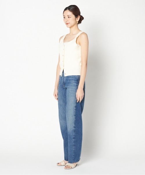 HELIOPOLE（エリオポール）の「POPCORN KNIT BIJOU BUTTON VEST（ニット/セーター・レディース・アイボリー/ネイビー/ピンク・38）」の8枚目の写真