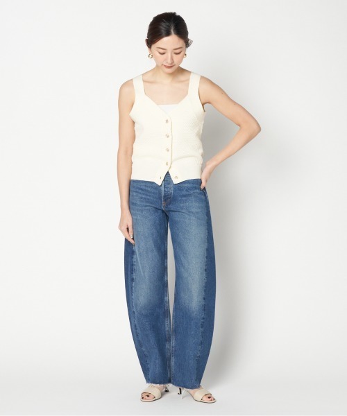 HELIOPOLE（エリオポール）の「POPCORN KNIT BIJOU BUTTON VEST（ニット/セーター・レディース・アイボリー/ネイビー/ピンク・38）」の6枚目の写真