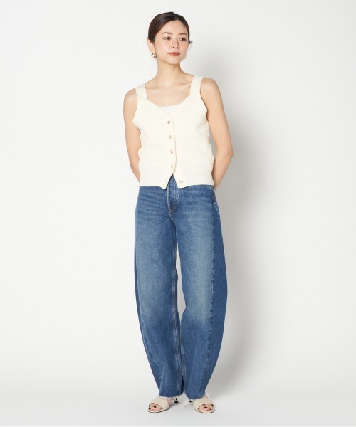 HELIOPOLE（エリオポール）の「POPCORN KNIT BIJOU BUTTON VEST（ニット/セーター・レディース・アイボリー/ネイビー/ピンク・38）」の5枚目の写真