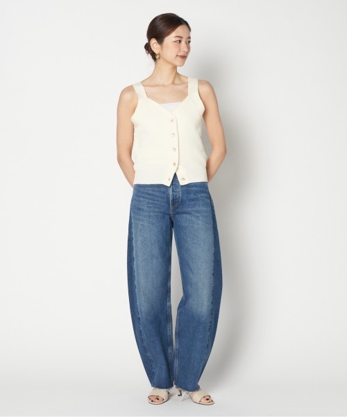 HELIOPOLE（エリオポール）の「POPCORN KNIT BIJOU BUTTON VEST（ニット/セーター・レディース・アイボリー/ネイビー/ピンク・38）」の4枚目の写真